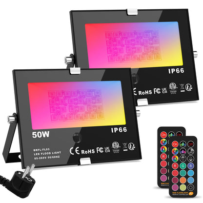 ChangM LED Fluter RGB 50W IP66 Aussen mit Fernbedienung, 4er Set zur Garten- und Objektbeleuchtung