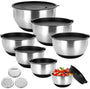 Bastwe Edelstahl Schüssel Set, 7-teilig, mit Deckel und Reibeaufsätzen, stapelbar