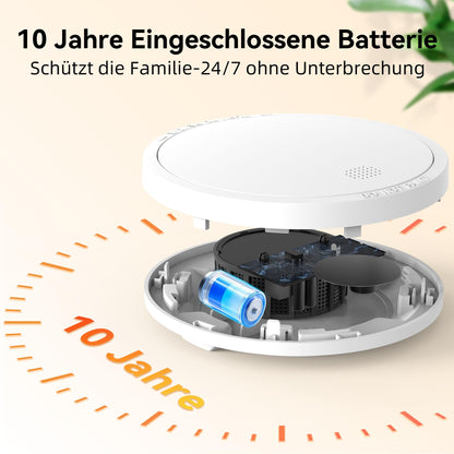 CHZHVAN Rauchmelder FSI-3004 mit 10-Jahres-Batterie, 10er Set