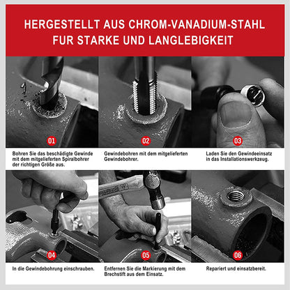 FOURROBBER Gewindereparatursatz 131-teilig mit Einsätzen M5–M12