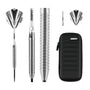 Champify Blizzard Steeldarts Set 23g 90% Tungsten mit Darttasche – drei Pfeile mit Aluminiumschäften und Flights