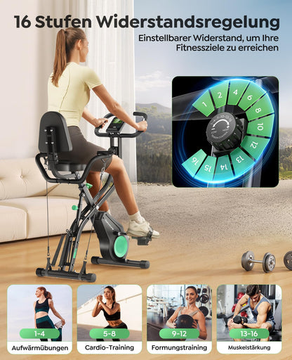 Toputure TEB4 Heimtrainer klappbar, 5-in-1 Ergometer mit App