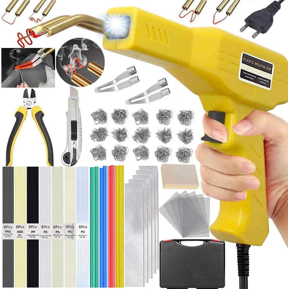 VTSHENY Kunststoff Schweissgerät 220W 2-in-1 Reparatur-Set H-220W mit Koffer und Schweissnägeln