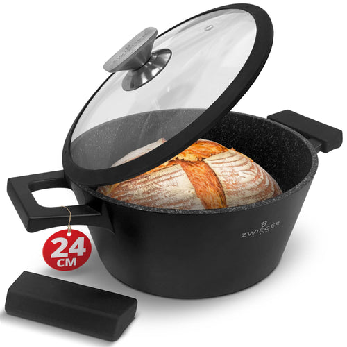 ZWIEGER BLACK STONE Schmortopf und Brottopf mit Deckel, 24 cm