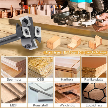 BALUGAEA Planfräser 8 mm Schaft 38,1 mm mit 4 HM-Wendeplatten