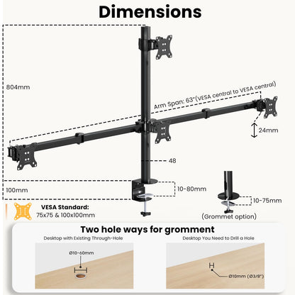 Monitor Halterung 4 Monitore 17-32" Tischhalterung - Schwarz