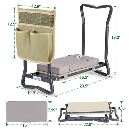 Ohuhu Kniebank 2-in-1 Gartenhocker klappbar mit Werkzeugtasche