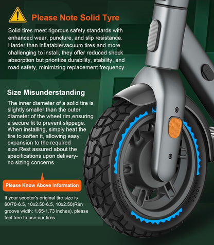 BANGTING Vollgummireifen 60/70-6.5 für E-Scooter, 2 Stück, Blau