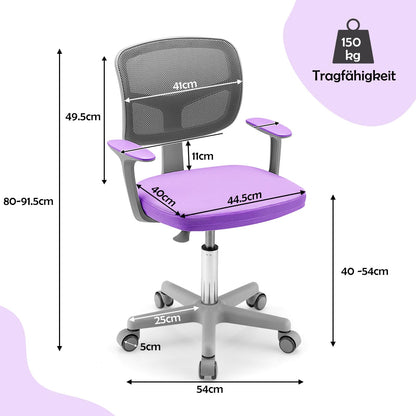 COSTWAY Jugendstuhl Drehbar Höhenverstellbar - Violett