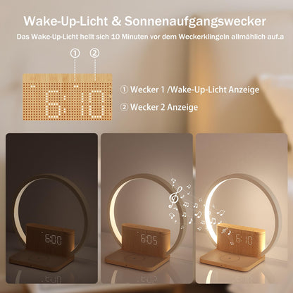 blonbar Tageslichtwecker Nachttischlampe mit 10W Wireless Charging