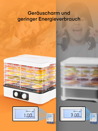 FOHERE Dörrautomat GGJ-320A Dörrgerät mit 5 Einlegefächern, 35–70 °C