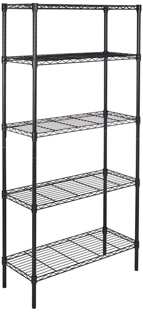 Amazon Basics Aufbewahrungseinheit Schwerlastregal 5 Böden Schwarz. Stabiles schwarzes Regal mit 5 Etagen für Schwerlastlagerung.
