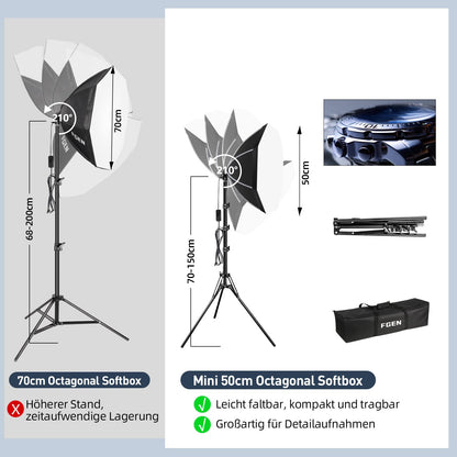 FGen Softbox Fotostudio Set SFB630 mit 60 W LED und 150 cm Stativ