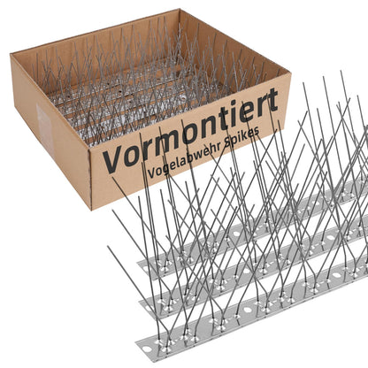 Moyofree Vogelabwehr Spikes Edelstahl vormontiert, 7,26 m Set aus silbernen Edelstahl-Spikeleisten