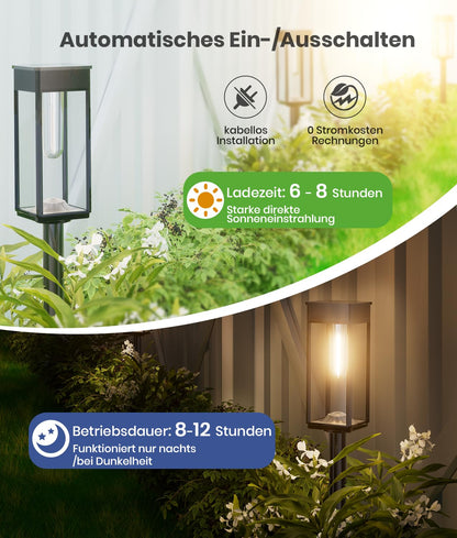 BITPOTT Solarleuchten Garten 6er Set IP65 wasserdicht warmweiss