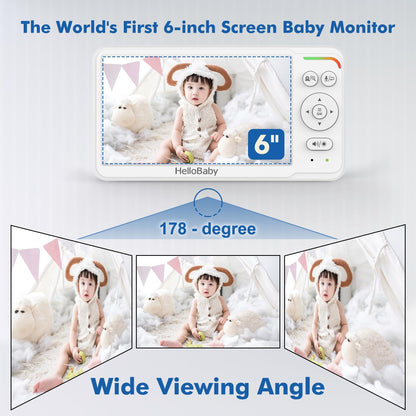 HelloBaby HB6560 Babyphone mit Kamera, 6-Zoll-Display, Nachtsicht