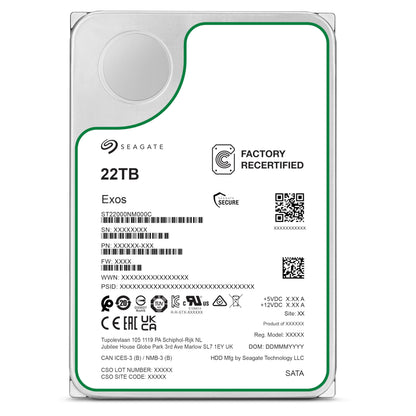Seagate 22TB Exos X22 Interne Festplatte - Factory Recertified