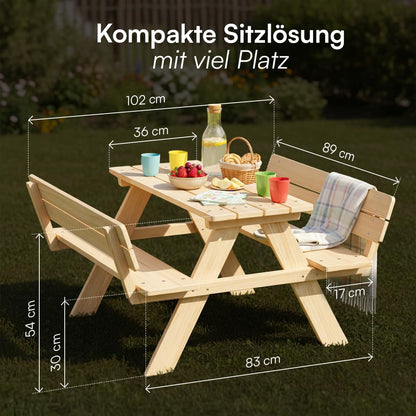 Bellabino Inny Kindersitzgruppe aus Kiefernholz mit 2 Bänken
