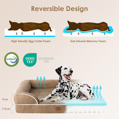 EHEYCIGA orthopädisches Hundebett grosse Hunde Memory Foam - Kamel