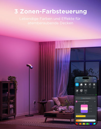 Govee Deckenfluter LED Stehleuchte – RGBWWIC Matter Schwarz 170cm