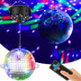 YCCOKJJ Discokugel 15,2 cm mit rotierendem Motor und LED-Beleuchtung, spiegelnde Glasfliesen
