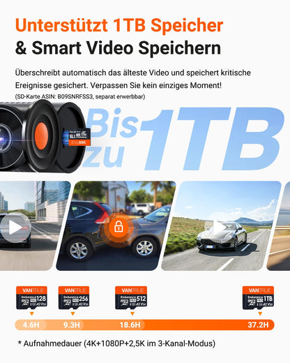VANTRUE N4 Pro S 4K 3 Kanal Dashcam STARVIS 2 Parküberwachung