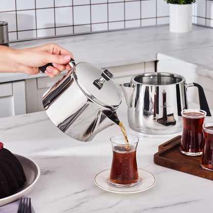 Karaca Fiona Teekannen-Set Schwarz, Edelstahl, Induktion, 1L & 2L