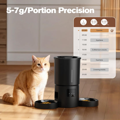 AONBOY Futterautomat Doppelnapf Katze WiFi - 5L Schwarz