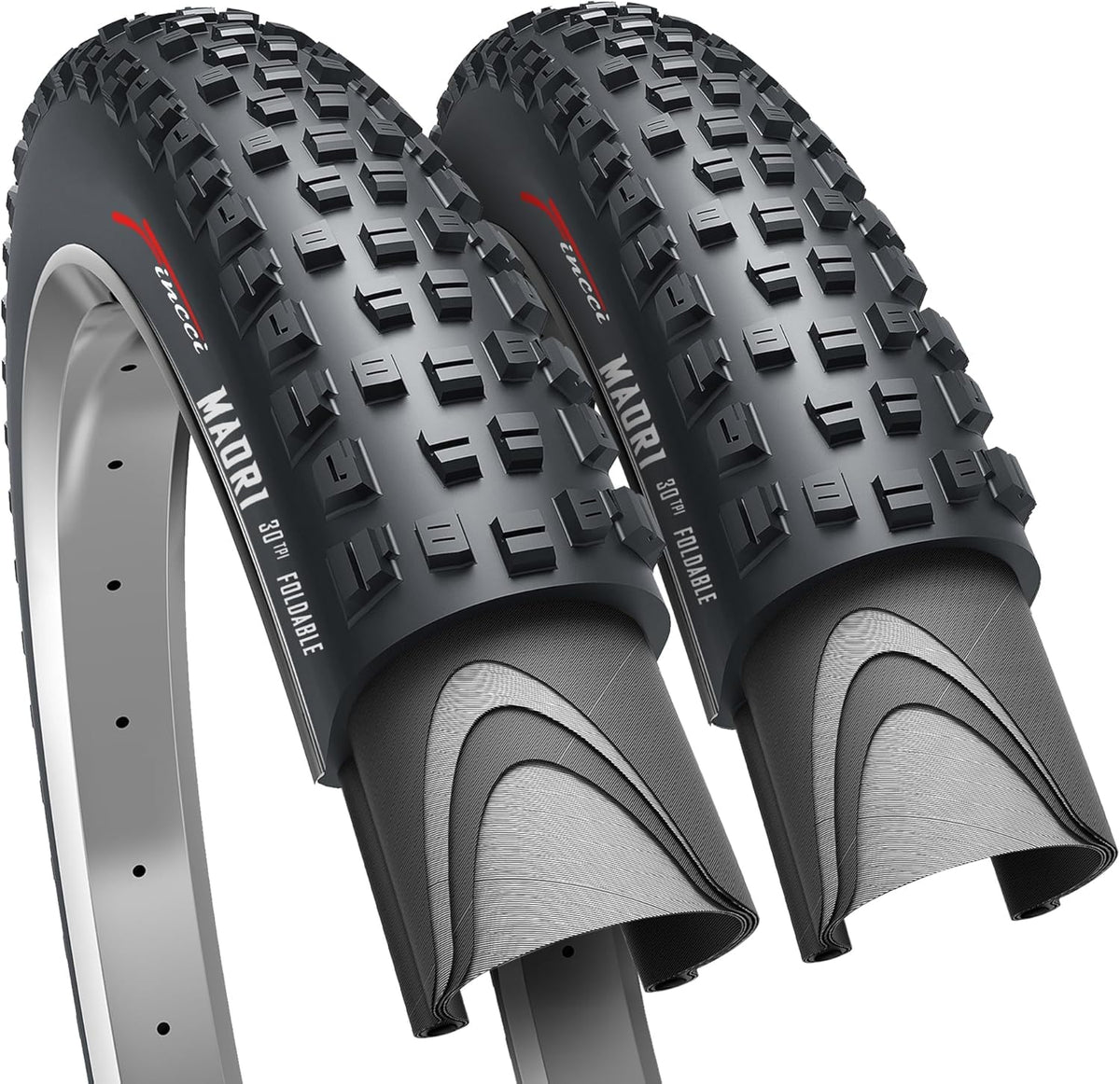 Fincci MTB Reifen Set 27.5 x 2.35 – 2x Faltreifen 60-584 schwarz mit Stollenprofil