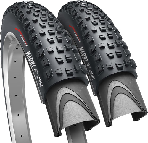 Fincci MTB Reifen Set 27.5 x 2.35 – 2x Faltreifen 60-584 schwarz mit Stollenprofil