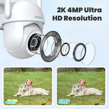 litokam Überwachungskamera Aussen WLAN 360° PTZ 4MP