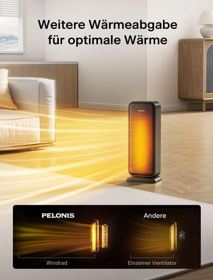 PELONIS Keramik Heizlüfter 2000 W mit Thermostat und 12-Stunden-Timer