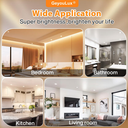 GeyouLux LED Einbaustrahler 230V dimmbar IP44 3000K 6er-Set