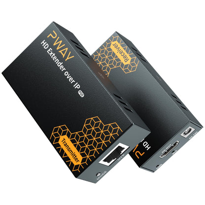 DT273P HDMI Extender über IP Ethernet – 120m, PoE, 1-zu-N. Schwarzes, rechteckiges Modul. Erweitert HDMI über IP für 1-zu-N-Verteilung.