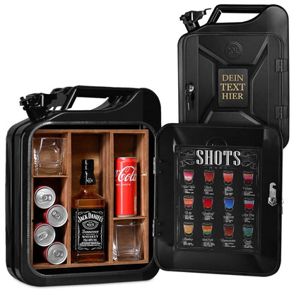 Maverton Kanister-Bar 20L, abschliessbar, schwarz, mit Gravur – mobile Minibar aus Metall