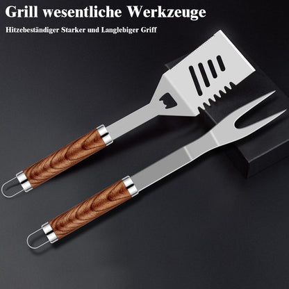 Grilliance Grillbesteck Set 38-teilig, Edelstahl, mit Grillkoffer