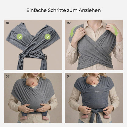 Momcozy Baby Tragetuch Ring Sling, 3,6–15 kg, Schwarz-Grau