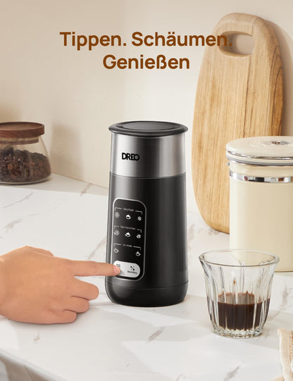 DREO Milchaufschäumer 8-in-1 elektrisch Edelstahl 270 ml Schwarz