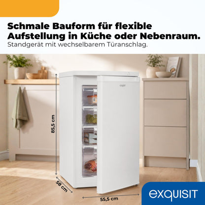 Exquisit Gefrierschrank GS512-040E, 91 l, 4 Schubladen, weiss