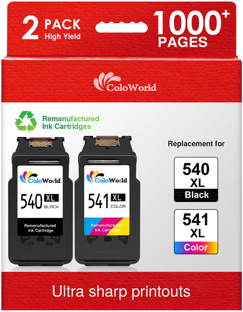 ColoWorld 540XL 541XL Tintenpatronen Multipack für Canon PG-540 CL-541, schwarze Patrone und Farbpatrone