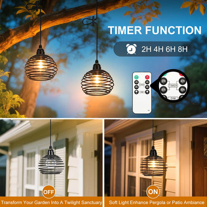 Glowlit Pendelleuchte batteriebetrieben 2er-Set IP65 mit Fernbedienung