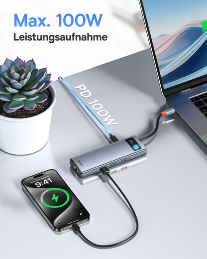 Baseus 9-in-1 USB-C Dockingstation mit 4K HDMI & Gigabit Ethernet