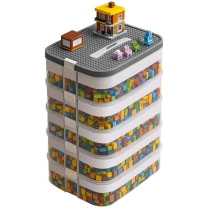 DingGreat Aufbewahrungsbox für Lego Bausteine mit Deckel, stapelbar