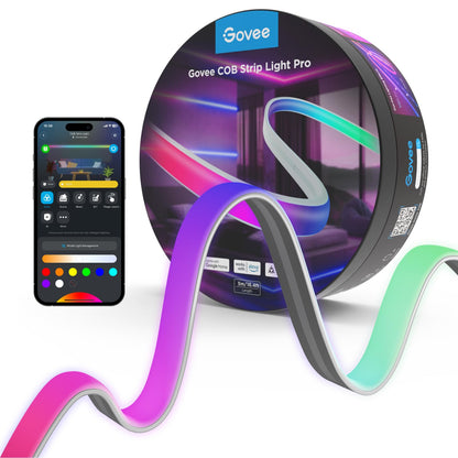 Govee COB Strip Light Pro Smart LED Streifen 5m RGBIC Warmweiss, ein flexibler Streifen mit homogener Lichtlinie für smarte Akzentbeleuchtung.