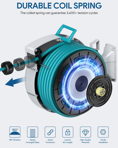 ENEACRO Schlauchbox 30 m mit Aufroll-Automatik, 180° schwenkbar
