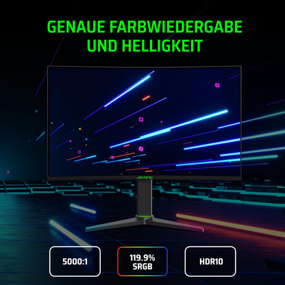 Aryond A27 V2 Gaming Monitor - 27 Zoll QHD 180Hz Curved