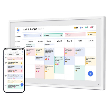 Dragon Touch 21.5 Zoll Digitaler Wandkalender Familienplaner – Weiss. Weißes Display zur digitalen Kalender- & Familienplanung.