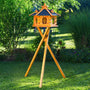 Deko-Shop-Hannusch Vogelhaus mit Ständer - Standard L, Schwarz: Schwarzes Vogelhaus auf Ständer, Nist- und Futterplatz für Wildvögel.