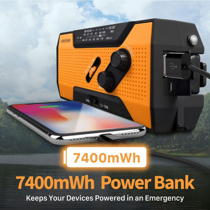 FosPower FOSPWB-2376 Notfallradio NOAA/AM/FM mit Solar und Handkurbel