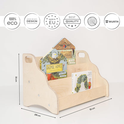 MAMOI Kinderregal aus Holz, freistehendes Bücherregal mit Griffen
